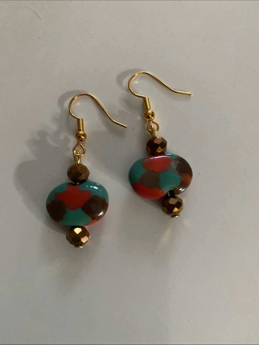Gold-Tone Multicolor Glass Bead Drop Earrings- Good Vibes 😎 Only Jewelry Co.